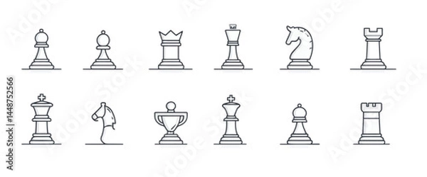 Obraz icon sheet, simple shapes, Chess icons