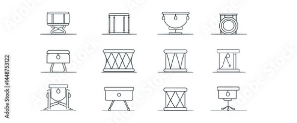 Fototapeta icon sheet, simple shapes, Drum icons