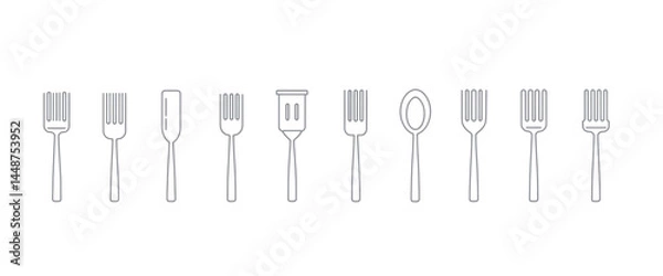 Fototapeta icon sheet, simple shapes, Fork icons