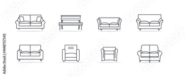 Obraz icon sheet, simple shapes, Sofa icons