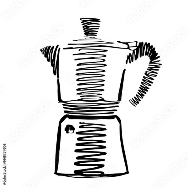 Obraz Geyser coffee maker, abstract vector hand drawn illustration