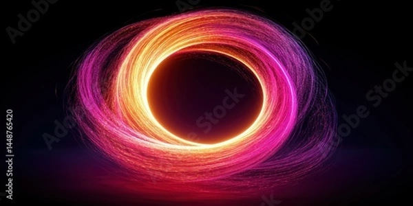 Obraz Radiant Spiral, Neon Colors, Pink, Yellow, Orange, Purple, Dynamic Light Trails, Colorful Glow