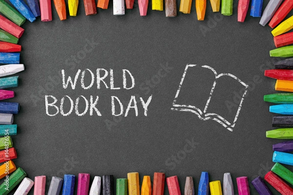 Obraz happy world book day with crayons