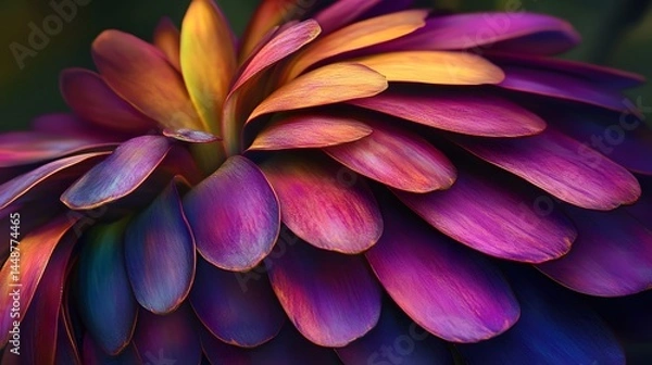 Fototapeta Vibrant Purple and Orange Flower Petals Closeup Macro Photography