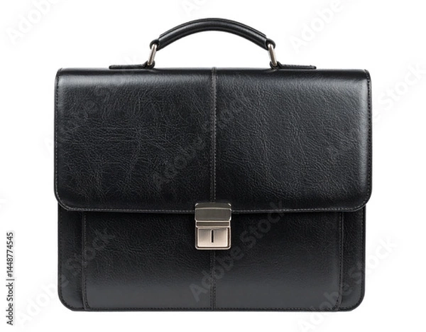 Obraz black leather briefcase isolated on white