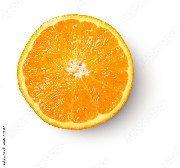 Fototapeta orange slice with shadow isolated on transparent background