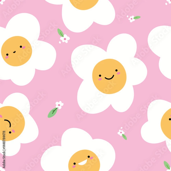 Obraz Cute flower seamless pattern vector background.	