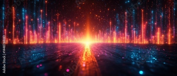 Fototapeta Dynamic light show emanating from vibrant colors digital realm visual abstract artistic