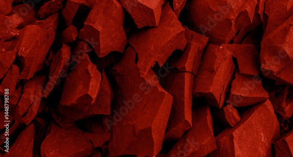 Fototapeta background of stones and minerals, mining origin in red