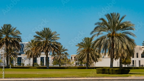 Fototapeta A picture of the city of Muttrah in the Sultanate of Oman, which features two historic castles from ancient times. High quality photo