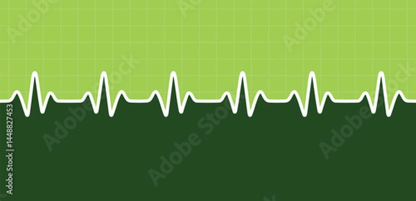 Fototapeta Electrocardiogram on a green background vector illustration. Heartbeat ECG Infographic for Medical Presentation.