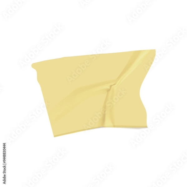 Fototapeta Beige diagonal adhesive tape shape with wrinkles on transparent background for label or design overlay use