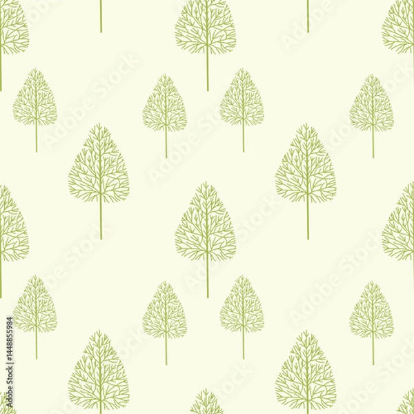 Fototapeta Line icons style illustration seamless pattern of trees and forest.Seamless floral pattern. Pattern with trees on a light background.