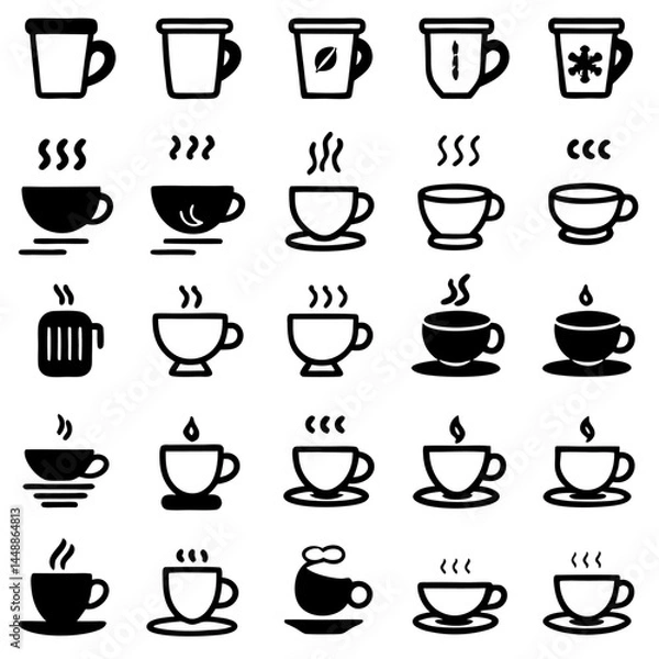 Fototapeta Vector Icon Set – Coffee/Tea Cups with Motion Effects