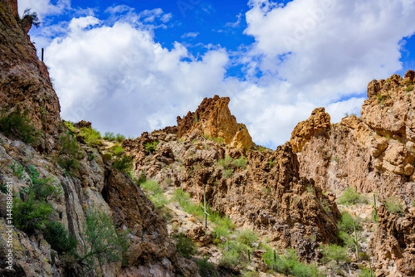 Fototapeta Amazing formations along the walls of Canyon Lake on the Salt River near Phoenix Arizona