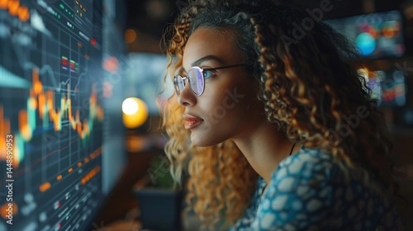 Obraz Digital marketing team using advanced analytics to predict future trends and adjust their content strategy accordingly