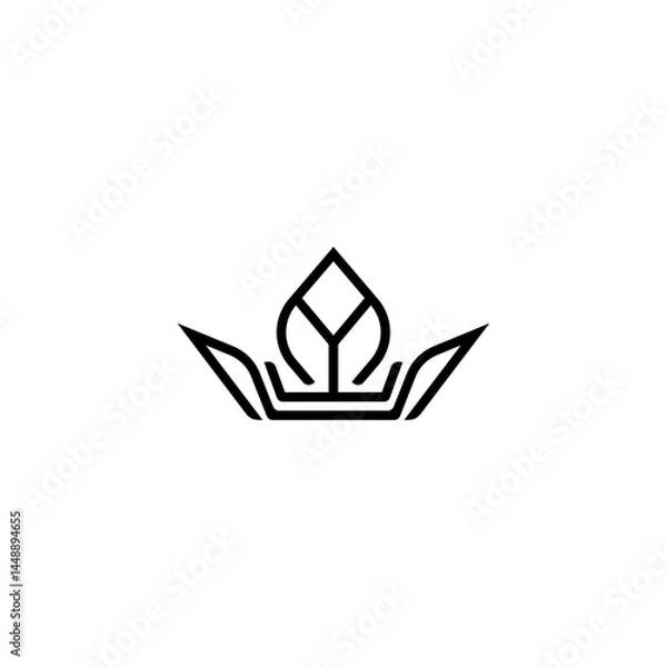 Obraz Crown minimal logo design with leaf decoration