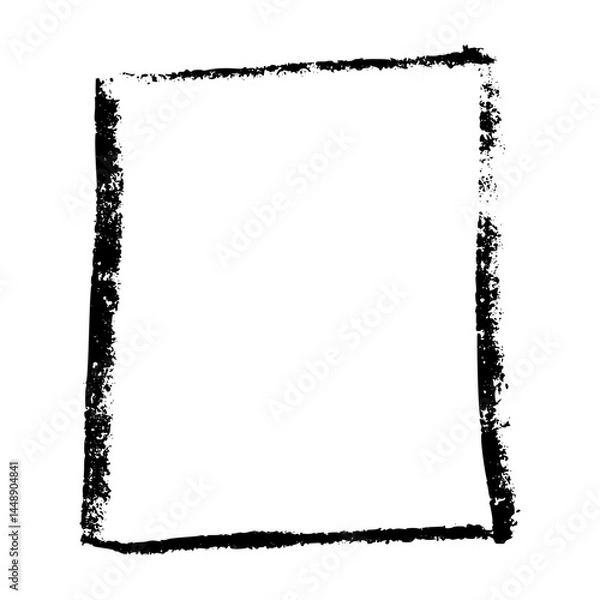 Obraz Hand-drawn rectangular frame with rough brush strokes, sketchy pencil and chalk outline, scribbled square border for design. Flat vector illustration isolated on white background.