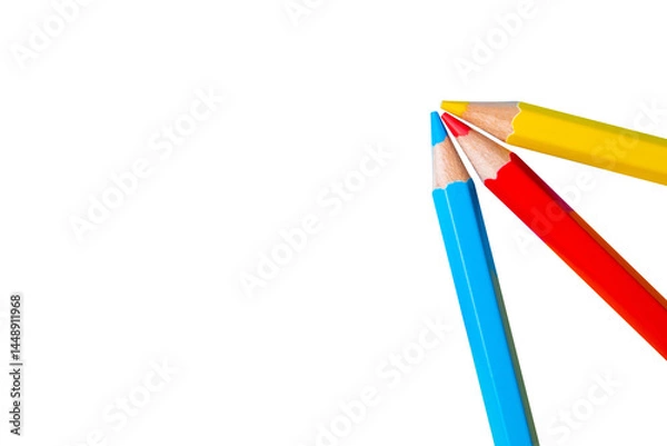 Fototapeta colored pencils with empty space isolated on white background