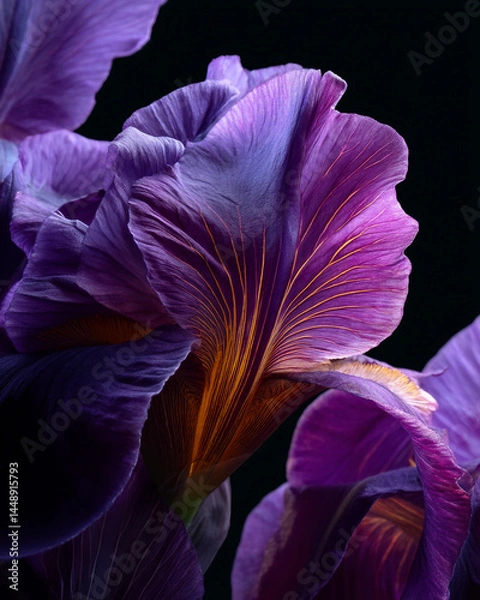 Fototapeta A close up of a purple flower with a yellow center