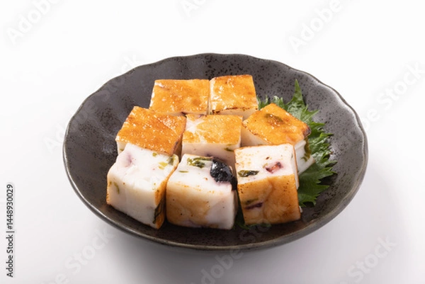 Fototapeta 蒸し焼きかまぼこ　たこ　わかめ焼き