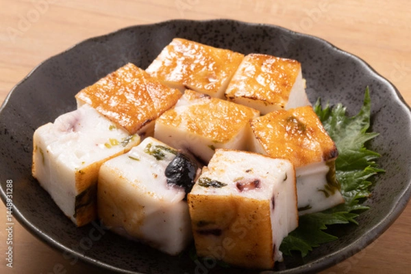 Fototapeta 蒸し焼きかまぼこ　たこ　わかめ焼き