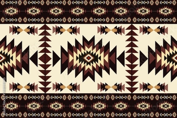 Fototapeta Native pattern american tribal indian ornament pattern geometric ethnic textile pattern navajo mexican fabric seamless Vector decoration fashion