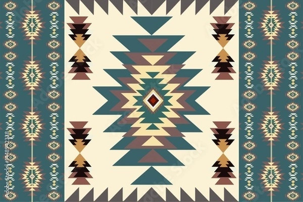 Fototapeta Native pattern american tribal indian ornament pattern geometric ethnic textile pattern navajo mexican fabric seamless Vector decoration fashion