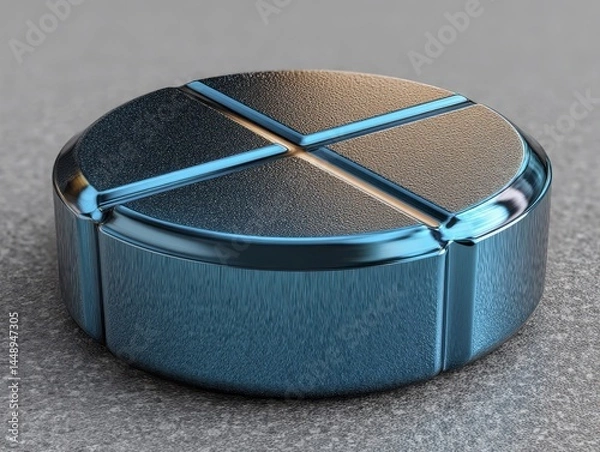 Fototapeta Smooth, glossy blue pill showcasing subtle texture and reflection - object bright background