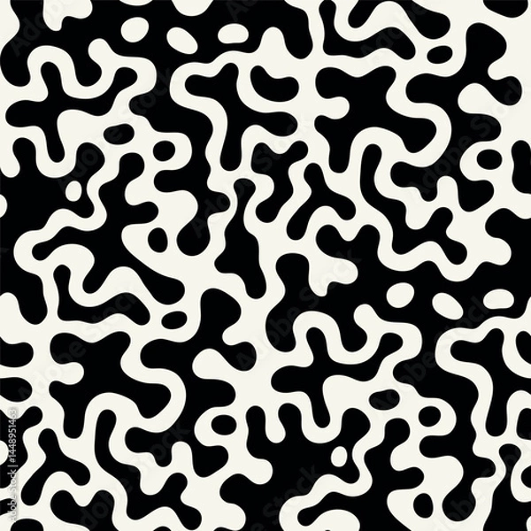 Fototapeta Vector seamless pattern. Free form organic shapes. Stylish structure of natural spots. Hand drawn abstract background. Can be used as swatch in Illustrator. Monochrome spotty print.