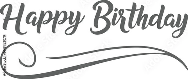 Fototapeta Happy Birthday Typography Vector | Elegant Calligraphy Design with Decorative Swirls for Greeting Cards