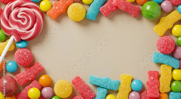 Obraz Colorful kids candy using harmful food dyes with copy space