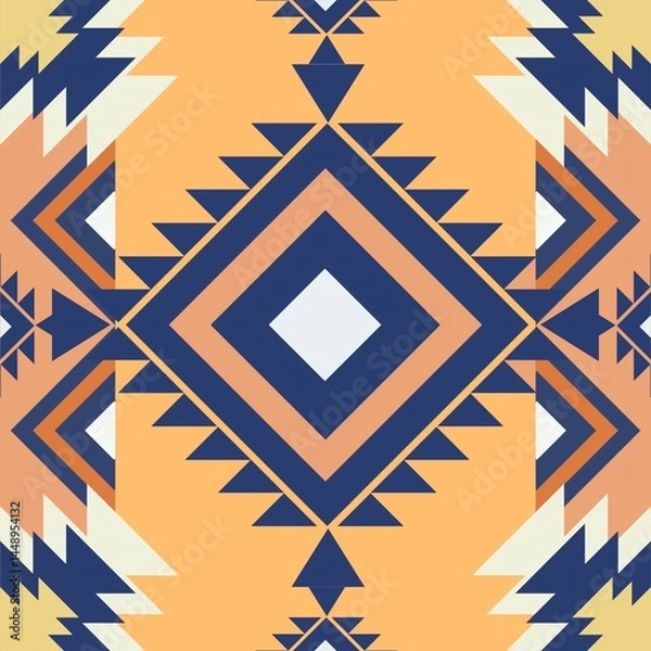 Fototapeta Native pattern american tribal indian ornament pattern geometric ethnic textile pattern navajo mexican fabric seamless Vector decoration fashion