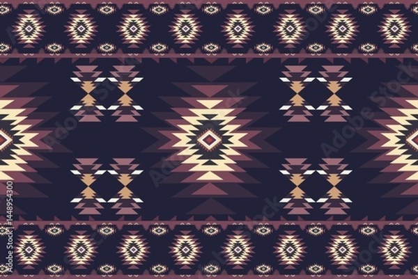 Fototapeta Native pattern american tribal indian ornament pattern geometric ethnic textile pattern navajo mexican fabric seamless Vector decoration fashion