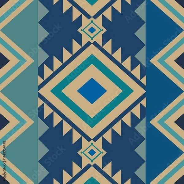 Fototapeta Native pattern american tribal indian ornament pattern geometric ethnic textile pattern navajo mexican fabric seamless Vector decoration fashion