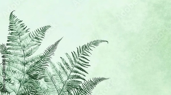 Obraz Delicate fern foliage on pale mint background