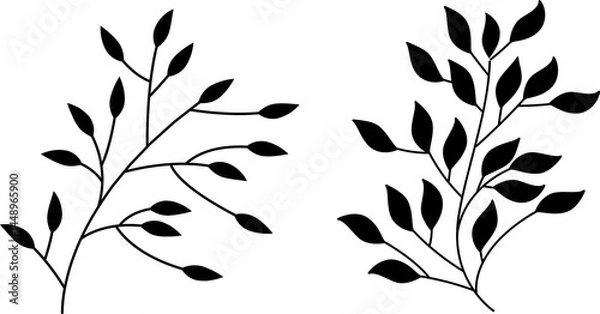 Obraz abstract hand drawn plant. Vector simple flower, Vector illustration