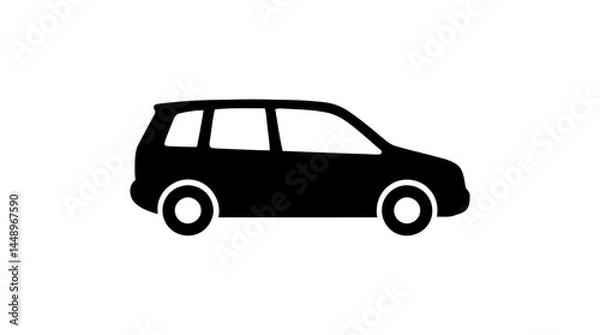 Fototapeta Silhouette of a generic station wagon vehicle, side view in simple black graphic, car design for automotive industry. on a transparent background