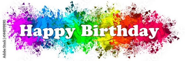 Obraz Paint Splatter Words - Happy Birthday