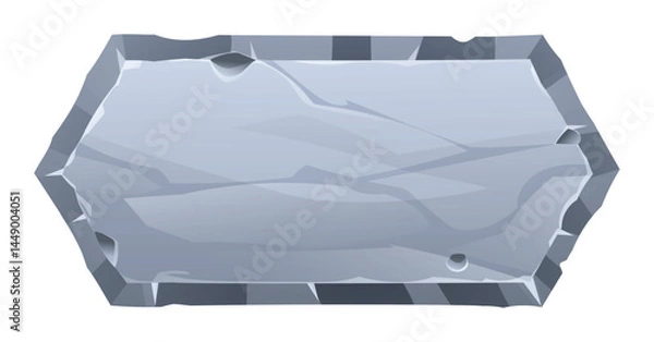 Fototapeta Stone board with rough surfaces and sharp jagged edges. Stone banner element for game and web. Ui or gui design element. Vector cartoon illustration