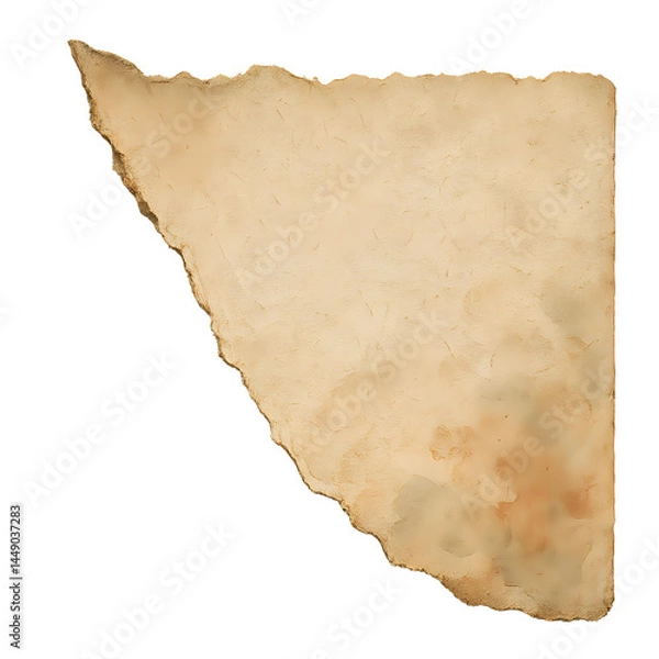 Obraz Aged torn paper with watercolor stains on edges, transparent background, isolated