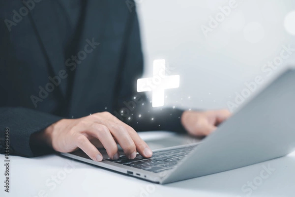 Fototapeta  Health insurance planning is a family health care concept used to ensure safety in an emergency. The hospital business takes good care of our safety.
