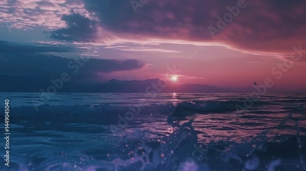 Obraz Sunset Aesthetic Background on the Beach at Dusk: Enchanting Scenes of Warmth and Tranquility