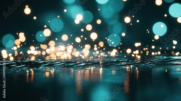 Obraz Abstract digital artwork featuring teal and gold light effects.