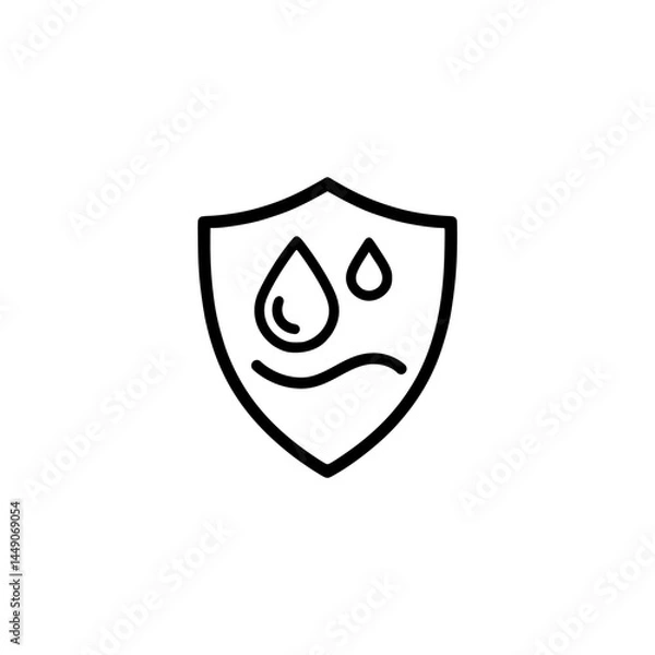 Fototapeta Waterproof outline icon or water resistant outline icon vector isolated. Best Water resistant label for websites, product packaging design, print design and more.