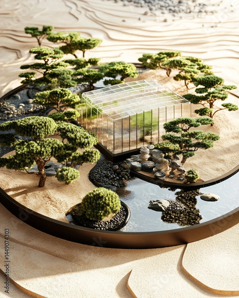 Obraz japanese garden in the garden. Generative AI
