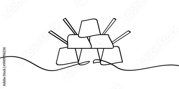 Obraz continuous line drawing of stack of gold bars symbol. abstract line art illustration