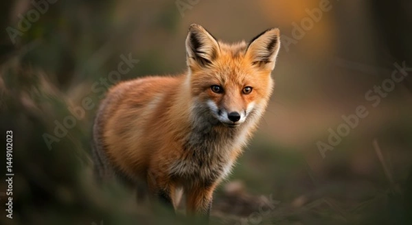 Fototapeta Majestic Red Fox in its Natural Habitat A Stunning Wildlife Photograph Capturing the Essence of Wild Beauty and Untamed Nature