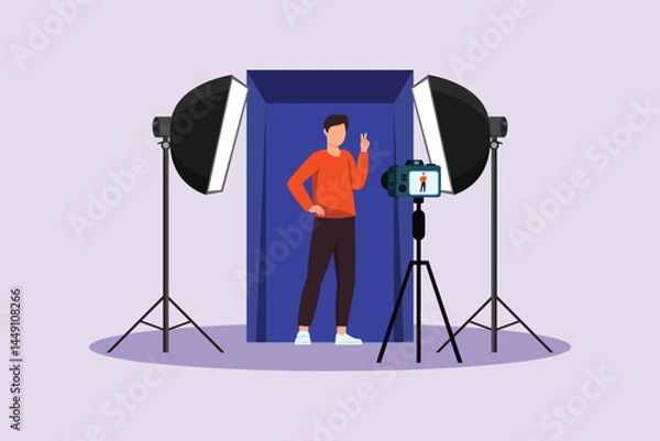 Obraz Photo Box Session Concept. Colored flat vector illustration isolated