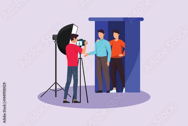 Obraz Photo Box Session Concept. Colored flat vector illustration isolated